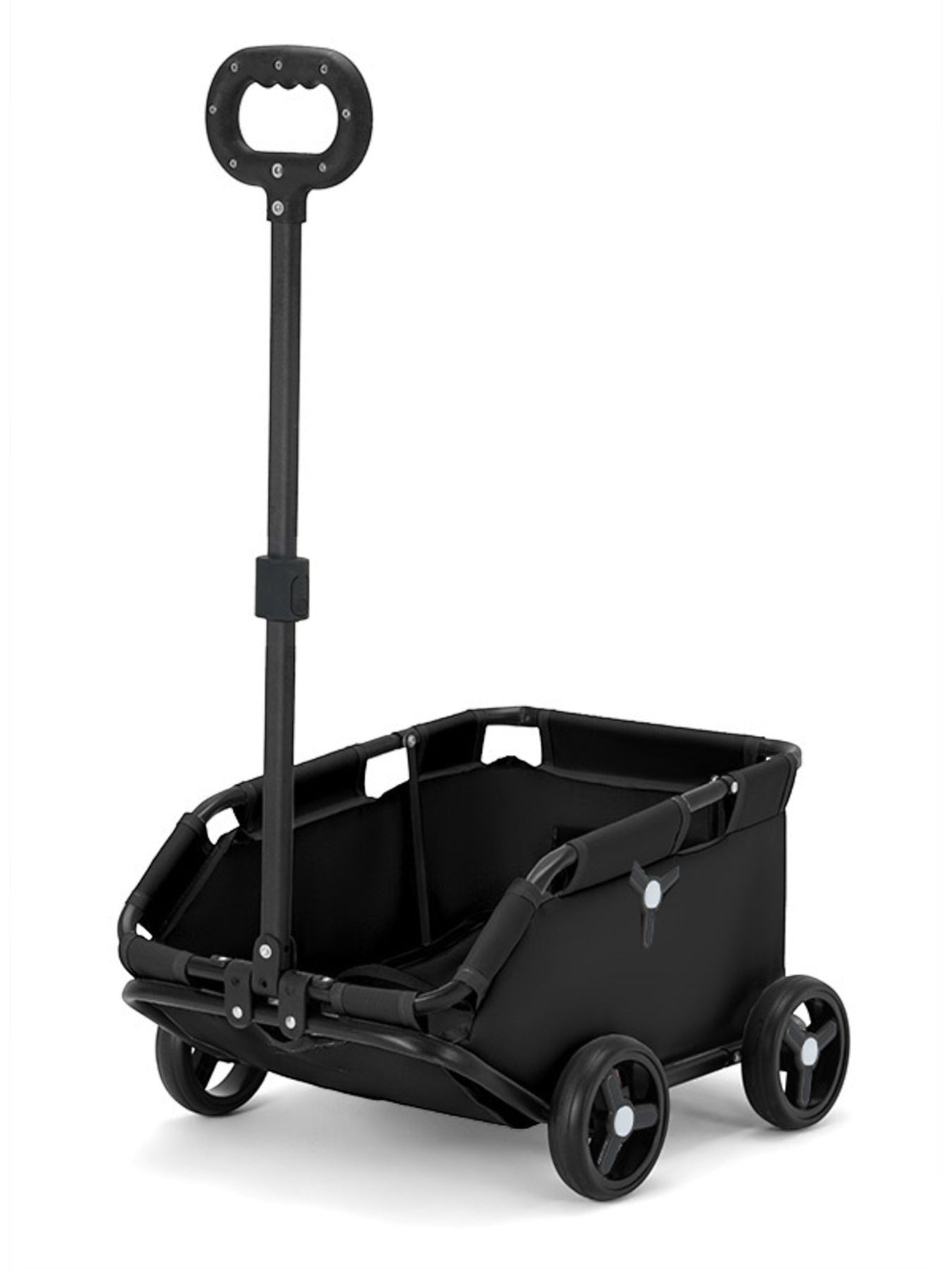 Little Pets Club black portable pet stroller wagon with telescoping handle and four wheels.