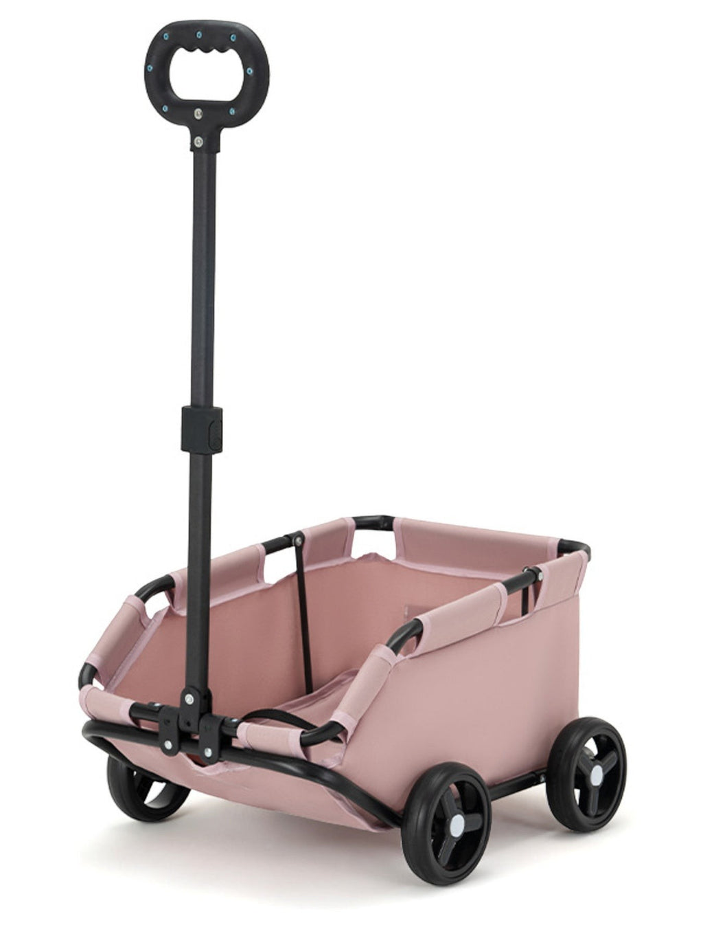Little Pets Club pink portable pet stroller wagon with black handle and wheels, lightweight and durable for small dogs or cats.