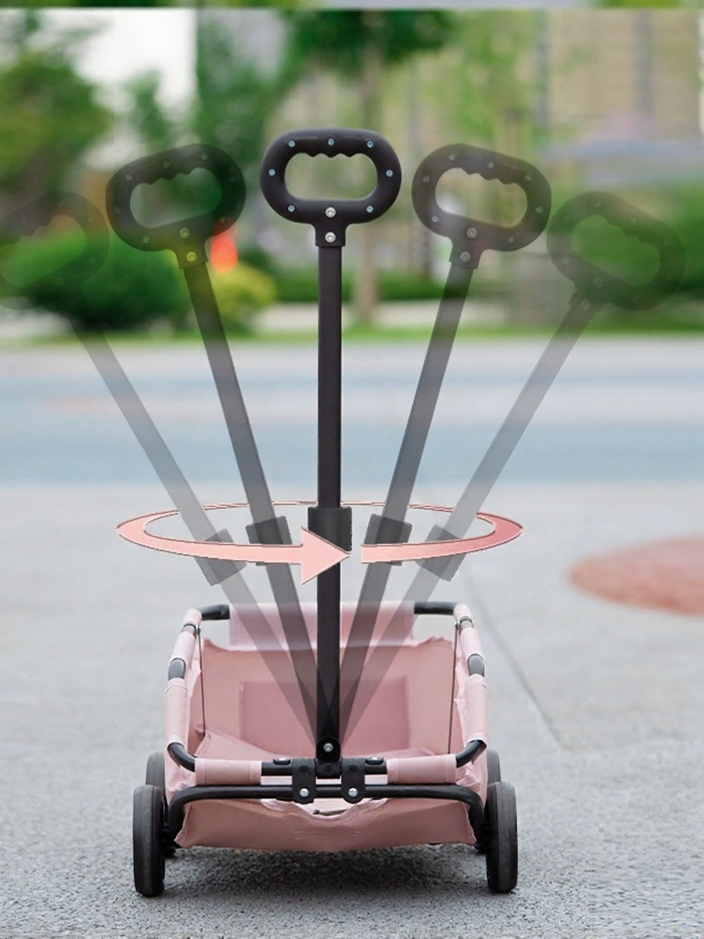 Little Pets Club pink portable pet stroller wagon with adjustable handle and smooth-rolling wheels.