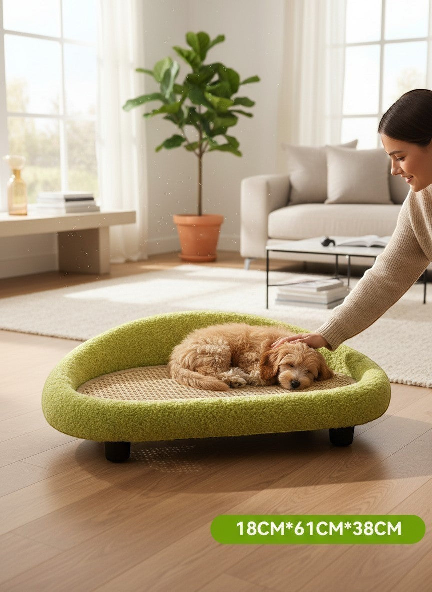 little pets club sage woven cat lounge bed with natural sisal scratching surface and curved design