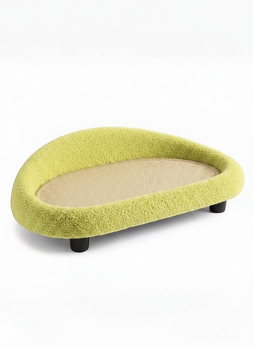 little pets club sage green woven cat lounge bed with sisal scratch surface and black legs