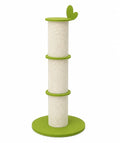 Little Pets Club natural sisal cat scratching post with green base and leaf accent.