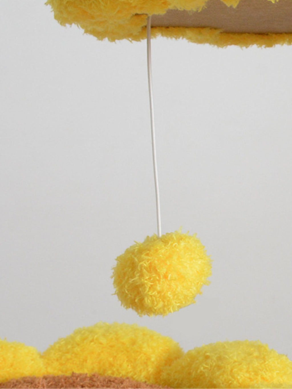 Little Pets Club Sunflower Cat Tree with yellow plush flower perches and dangling pom-pom toy.