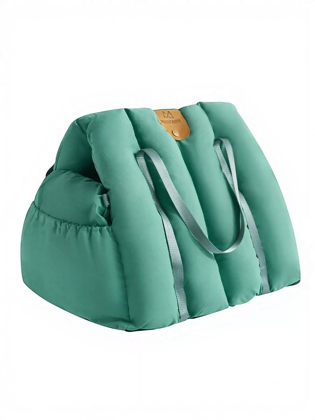 Little Pets Club teal 2-in-1 pet travel tote and car seat carrier with plush interior and adjustable straps.