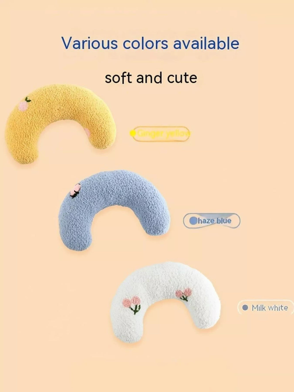 Little Pets Club U-shaped pet nest in yellow, blue, and white plush fabric with embroidered floral details for comfort and security.