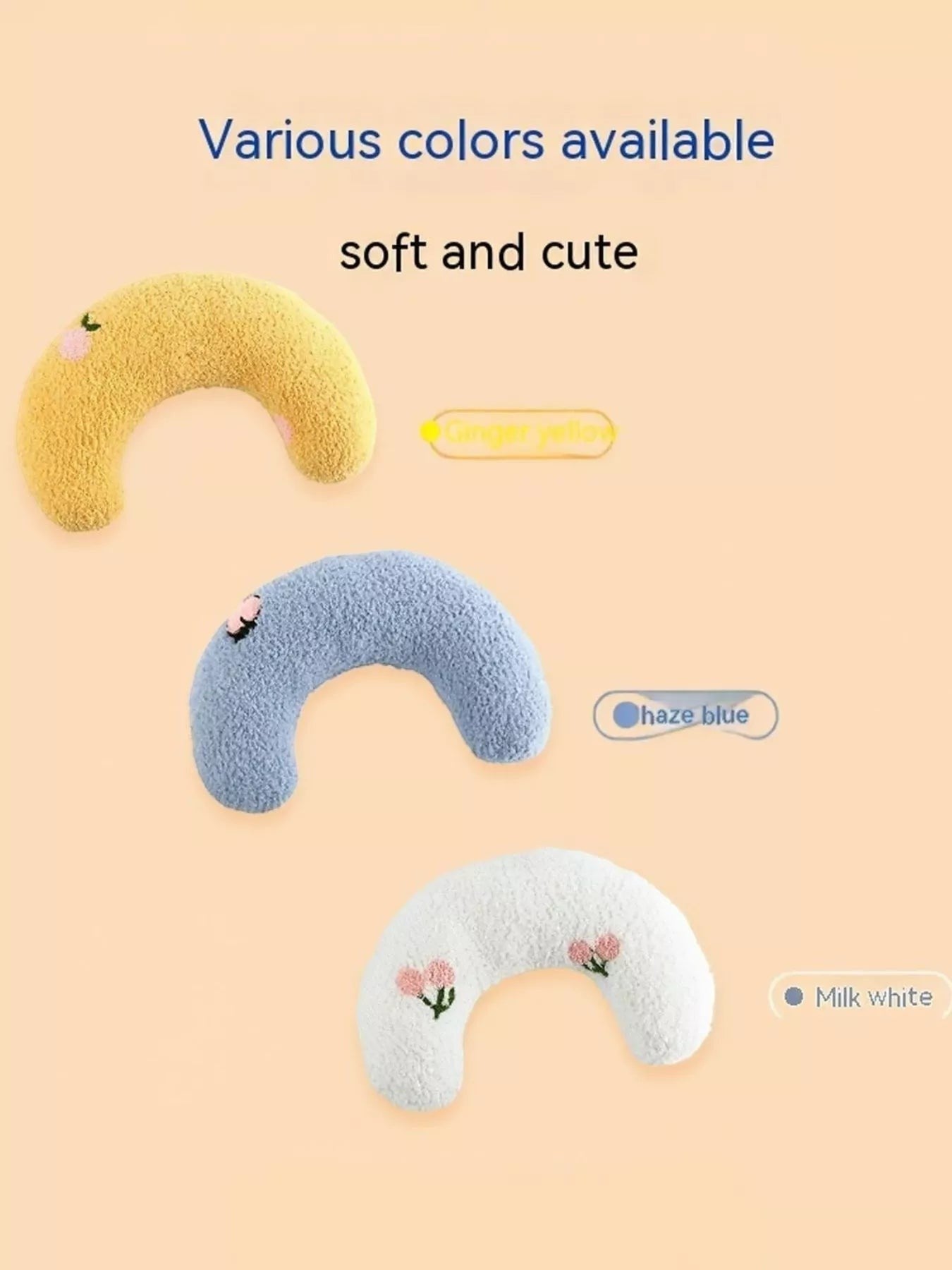 Little Pets Club U-shaped pet nest in yellow, blue, and white plush fabric with embroidered floral details for comfort and security.