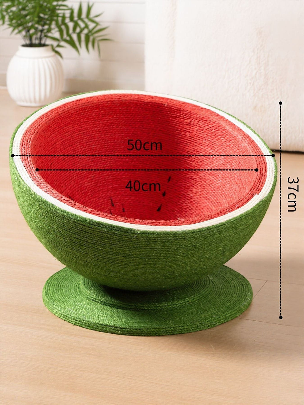 little pets club Watermelon shaped cat scratching post nest, green exterior, red interior, sisal material, round base