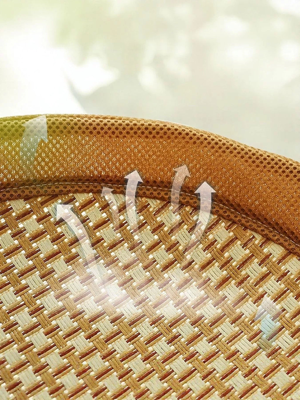 Close-up of the little pets club Elevated Woven Lounge pet bed, showing the breathable woven surface and mesh trim.